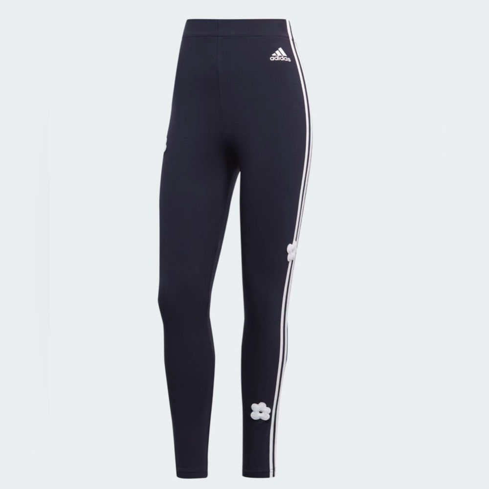 adidas High-Rise Leggings w/Chenille Flower Patches (Very Good Used Condition)